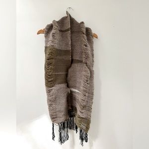 Wool Scarf Handmade Earth-tone Green Brown